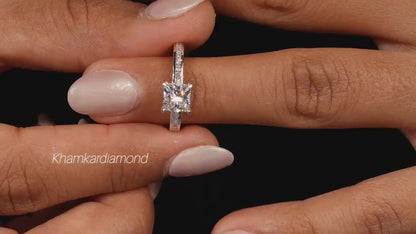 1.00CT Princess Cut Lab Diamond Ring, Channel Set Proposal Ring, IGI Certified