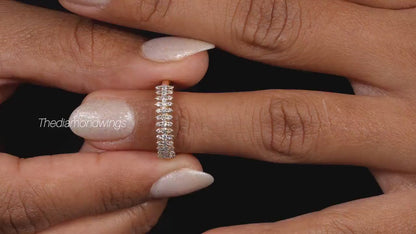 Lab Grown Diamond 3-Row Half Eternity Wedding Band