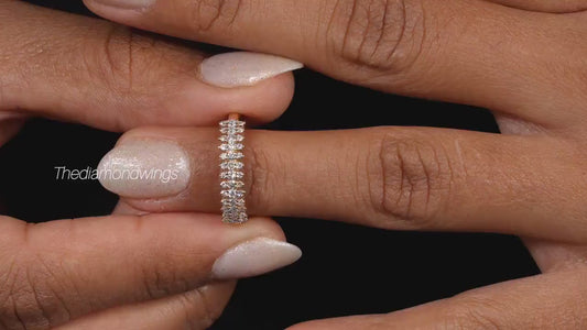 Lab Grown Diamond 3-Row Half Eternity Wedding Band