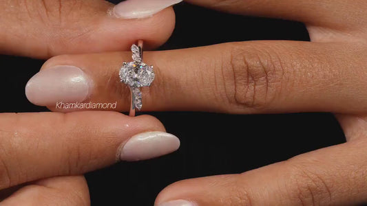 1.00 CT Oval Cut Lab Grown Diamond Platinum Ring with Marquise Side Stones