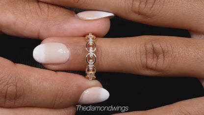 Lab Grown Diamond Open Chain Link Ring in 14K Gold