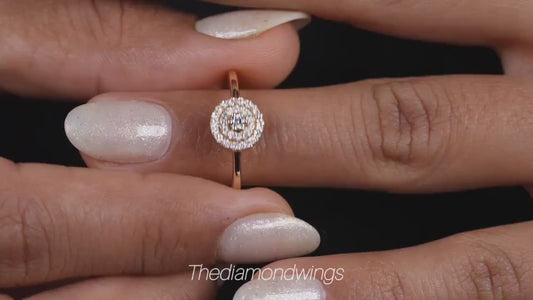 14K Gold Lab Diamond Double Halo Sparkle Ring