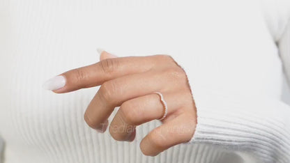 Lab Diamond Chevron Ring 14K Gold, V Shape Stacking Band