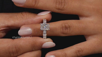 3.00 CT Radiant Cut Lab Grown Diamond Hidden Halo Engagement Ring