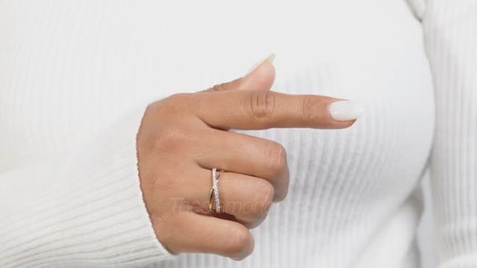14K Gold Round Lab Grown Diamond Crossover Ring
