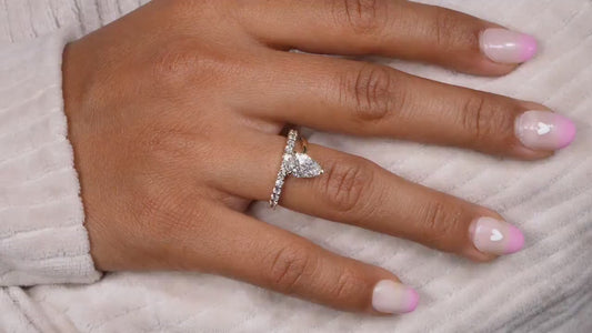 Pear Cut Lab Diamond Wedding Band Ring For Her