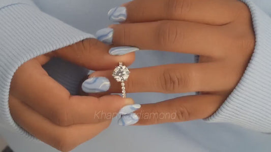 3 CT Round Lab Grown Diamond Halo Engagement Ring in White Gold