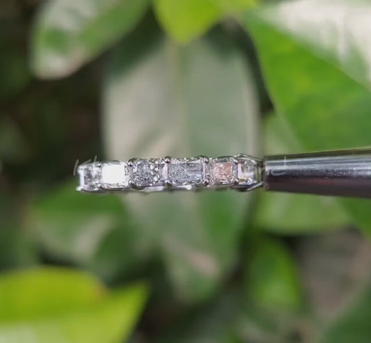 Radiant Cut Lab Grown Diamond Wedding Band, Full Eternity Diamond Band