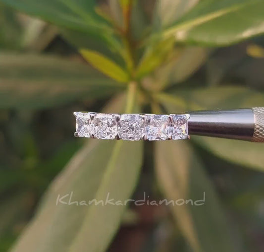 Radiant Cut Lab Grown Diamond Five Stone Wedding Band