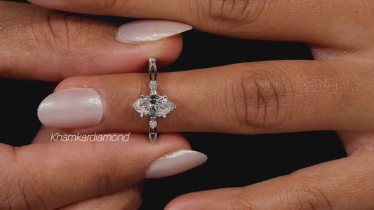 1.00 CT Marquise Lab-Grown Diamond Twisted Engagement Ring