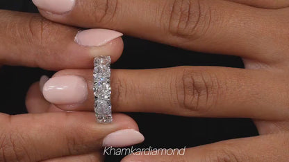 5 TCW Cushion Cut Lab Diamond Band | Five Stone Wedding Ring