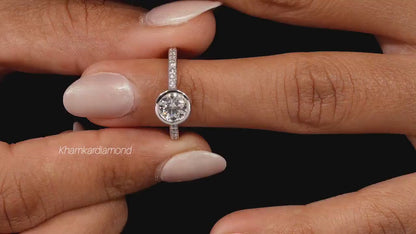 0.75CT Round Lab Diamond Ring | Bezel Set Wedding Ring White Gold
