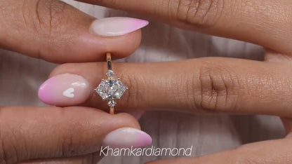 Dutch Marquise Lab Diamond Ring, Three-Stone Engagement Ring