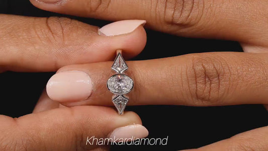 Oval Lab Diamond Three Stone Engagement RingHer