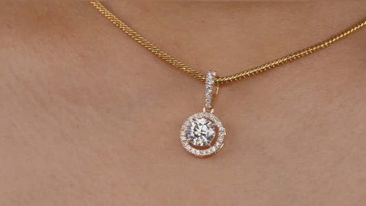 1 CT Round Lab Diamond Halo Pendant – Anniversary Diamond Pendant Gift for Her