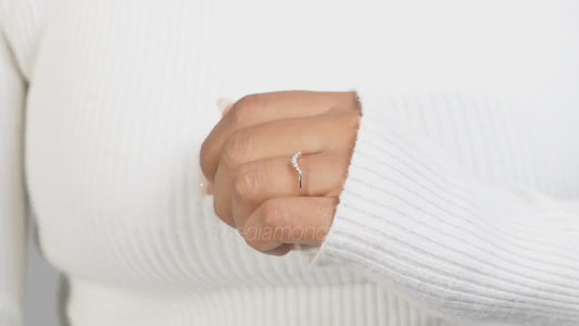 Curved Lab Diamond Wedding Band – Minimal Stackable Contour Ring