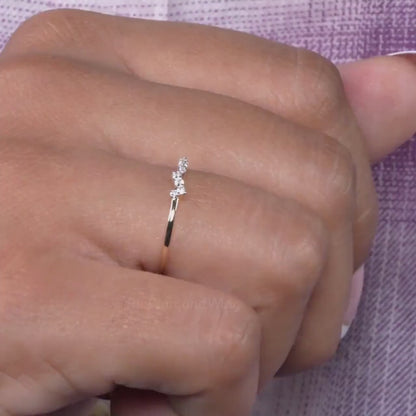 14K Gold Lab Grown Diamond Minimalist Cluster Wedding Ring