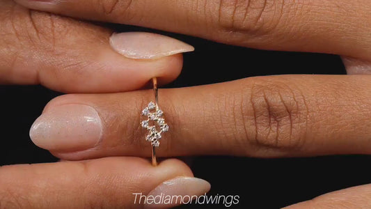 14K Gold Lab Diamond Tiny Cluster Stacking Ring