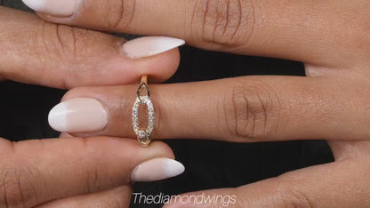 14K Gold Lab Diamond Minimalist Chain Link Ring