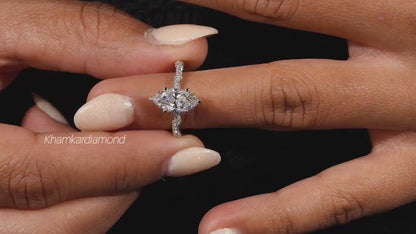 Marquise Cut Lab Diamond Vintage Engagement Ring– Promise Ring for Her