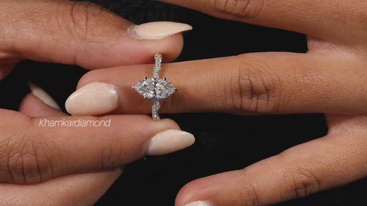 Marquise Cut Lab Diamond Vintage Engagement Ring– Promise Ring for Her