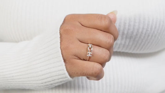 14K Gold Round Lab Diamond Buckle Ring