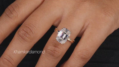 5ct Cushion Cut Lab Diamond Ring – Hidden Halo Engagement