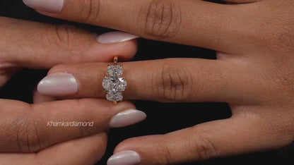 Oval Cut Lab Diamond Three Stone Engagement Ring for Her