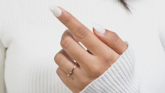 Single Round Lab Diamond Ring – Thin Minimalist Stacking Ring for Her