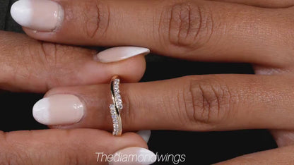 Minimalist Wave Lab Grown Diamond Ring – Dainty Stacking Wedding Band