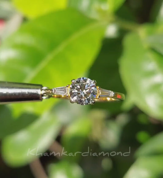 0.90CT Round Lab Diamond Ring | Three Stone Wedding Ring