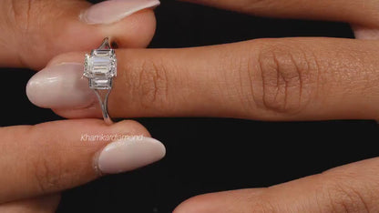 1.20 TCW Emerald Cut Lab Diamond Engagement Ring For her