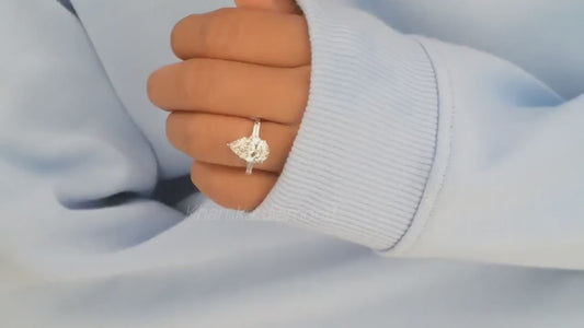 Pear Cut Lab Diamond Ring 3.50CT – Three Stone Engagement Ring