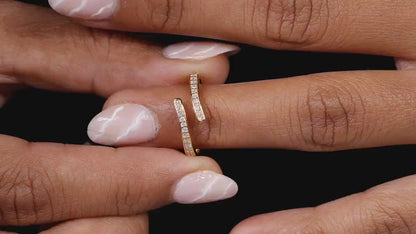 Lab Diamond Bypass Wrap Ring – 14K Gold Minimal Stackable Ring