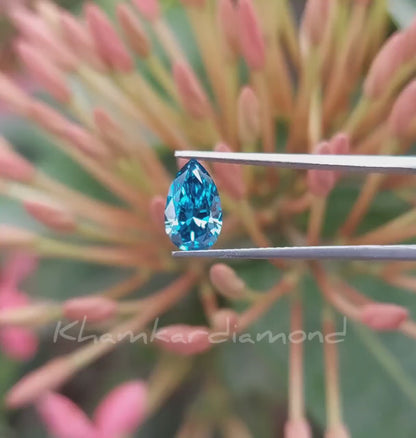 • Pear Cut Blue Lab Grown Loose Diamond for Bridal Jewelry