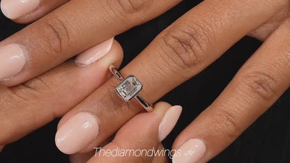 Emerald Cut Lab Diamond Ring | Solitaire  Wedding Ring For Her