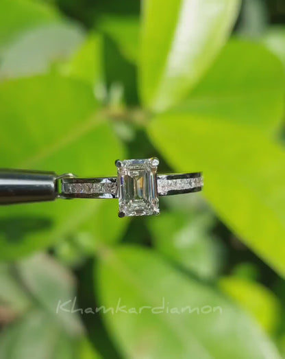 1 CT Emerald Cut Lab Grown Diamond Engagement Ring