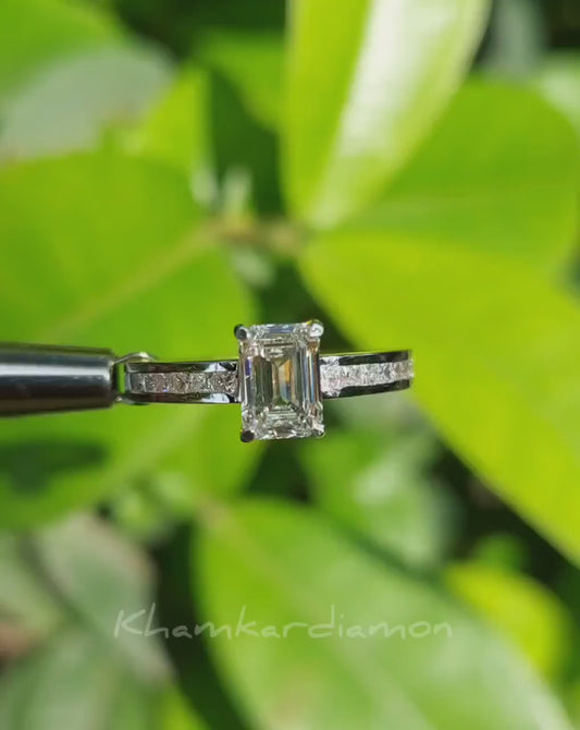1 CT Emerald Cut Lab Grown Diamond Engagement Ring