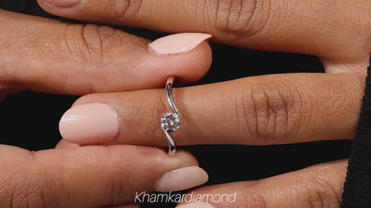 Round Brilliant Cut Lab Diamond Bypass Solitaire Engagement Ring for Women