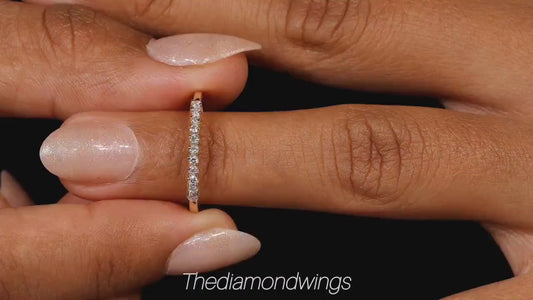 14K Gold Lab Grown Diamond Half Eternity Wedding Band