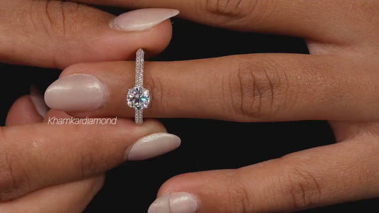 1CT Knife Edge Pave Lab Diamond Ring