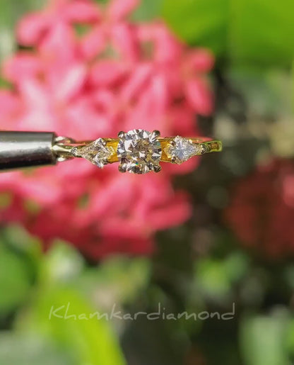 Round Lab Diamond Three Stone Engagement Ring