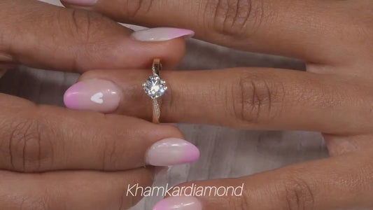 Round Lab Diamond Engagement Ring – Twisted Pave Band