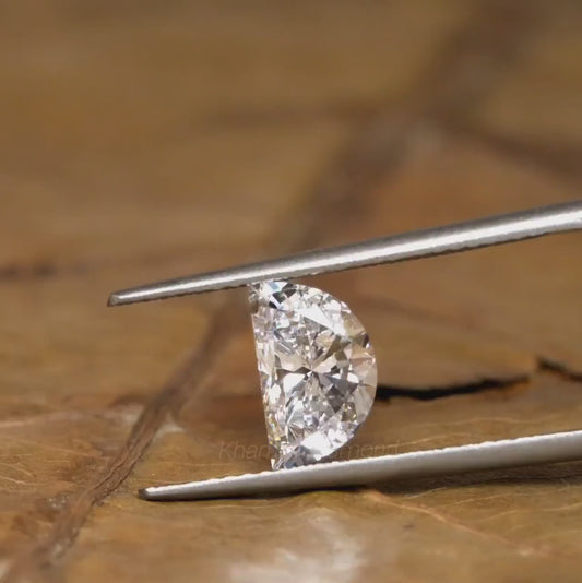 Half Moon Lab Diamond Engagement Ring | IGI Certified | 14K White Gold