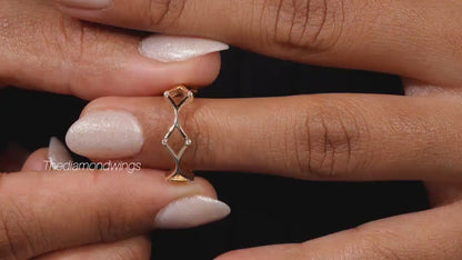 14K Gold Lab Grown Diamond Criss Cross X Ring