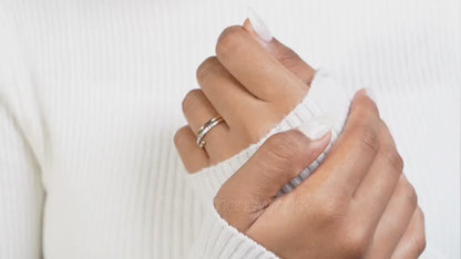 14K Solid Gold Minimalist Wraparound Triple Band Ring