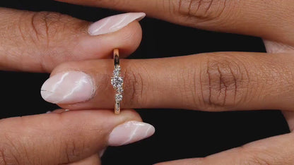 Lab Diamond Engagement Ring 14K Gold Dainty Cluster Ring for Women