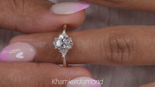 1CT Oval Cluster Lab Diamond Ring â€“ Wedding Ring for Her