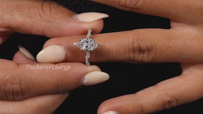 IGI Certified Marquise Cut Lab Diamond Engagement Ring