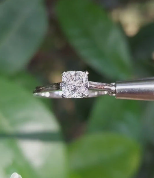 Cushion Cut Lab Diamond Solitaire Engagement Ring – Anniversary Gift for Her